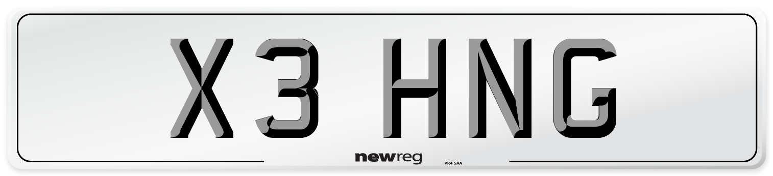 X3 HNG Number Plate from New Reg